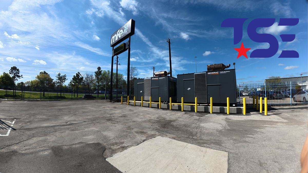 Bank of commercial standby generators installed by Tex-Star Electric