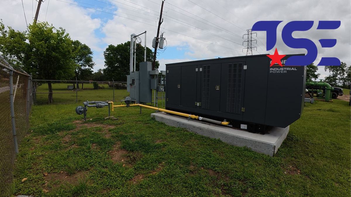 Industrial standby generator with gas service and transfer equipment